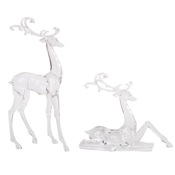 Melrose International Melrose International 61320DS 10.75 & 17.75 in. Acrylic Deer Figurines; Clear - Set of 2 61320